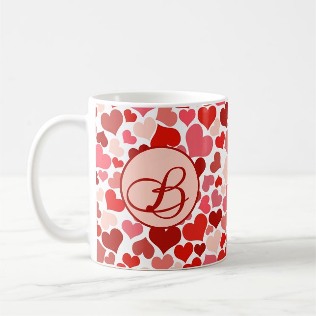 Romantische Rosa Herzkultur Liebe Valentine Kaffeetasse (Links)