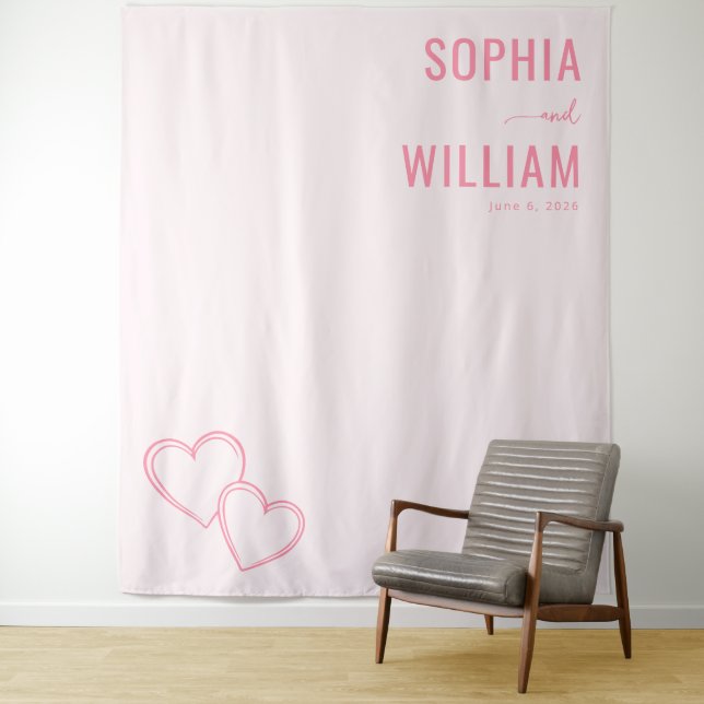 Romantische rosa Herzumrandung Wandteppich (Beispiel)