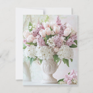 Romantische rosa Lilac und weiße Hydrangea Valenti Feiertagskarte