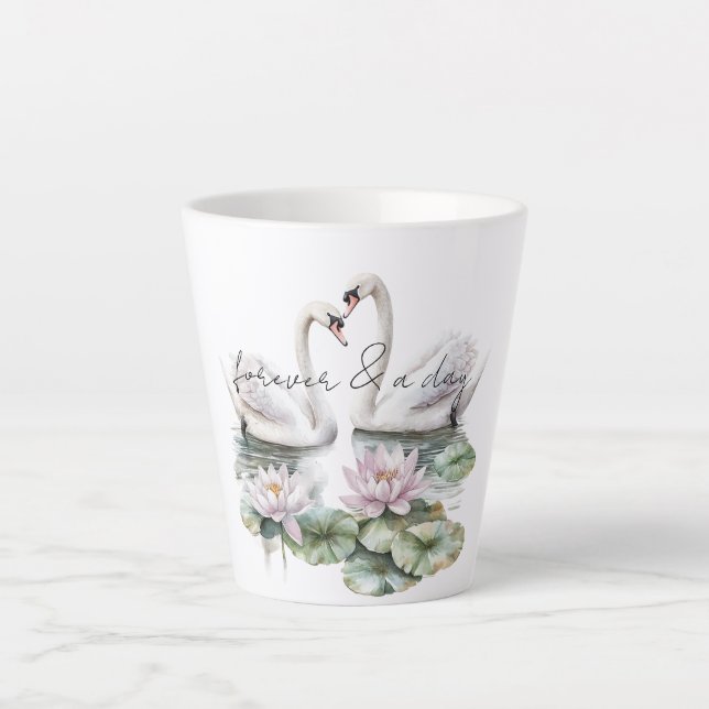 Romantische Rosa Lotus Floral Swans Milchtasse (Vorderseite)