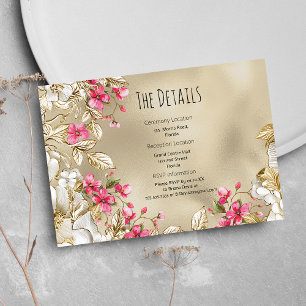 Romantische rosa Luxus-Gold-Blumen-Details Karte