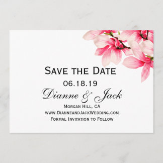 Romantische rosa Magnolia Hochzeit retten Datum Save The Date