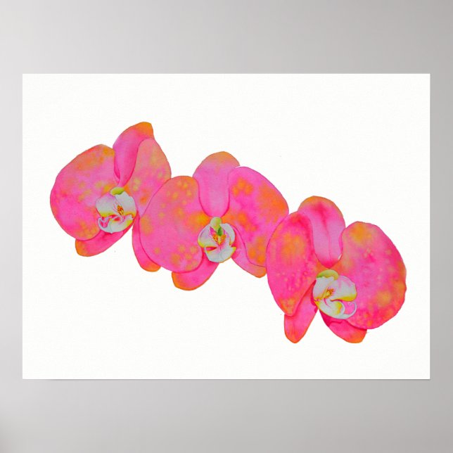 Romantische Rosa Orchid Aquarellmalerei Poster (Vorne)
