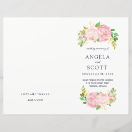 Romantische rosa Peonies Hochzeitsprogramme