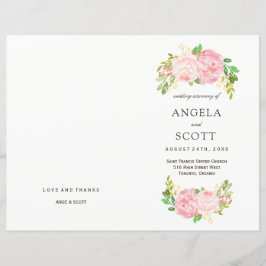 Romantische rosa Peonies Hochzeitsprogramme
