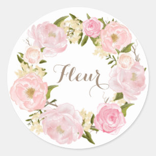 Romantische rosa Peonies Kräne Personalisiert Runder Aufkleber