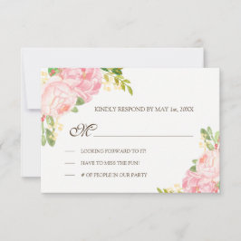 Romantische rosa Peonies Wedding RSVP