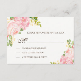 Romantische rosa Peonies Wedding RSVP Karte