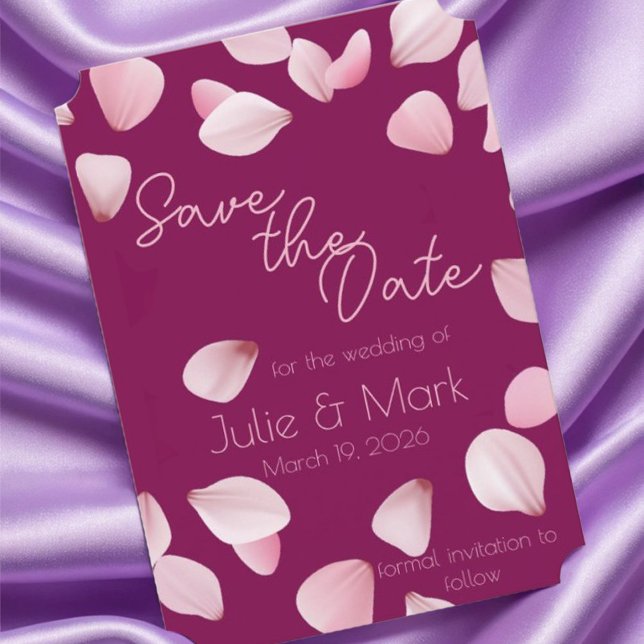 Romantische Rosa Petals Save the Date Hochzeit Einladung (Von Creator hochgeladen)