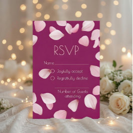 Romantische rosa Petals Wedding RSVP Card Karte
