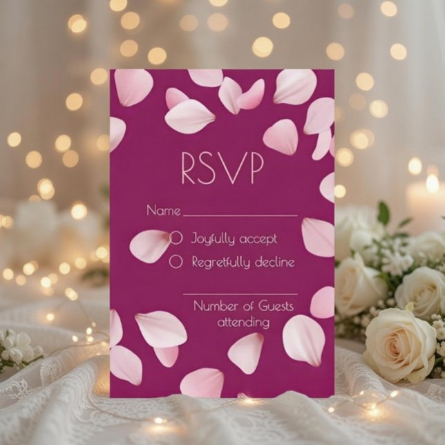 Romantische rosa Petals Wedding RSVP Card Karte (Von Creator hochgeladen)