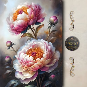 Romantische rosa Pfingstrose Decoupage Seidenpapier