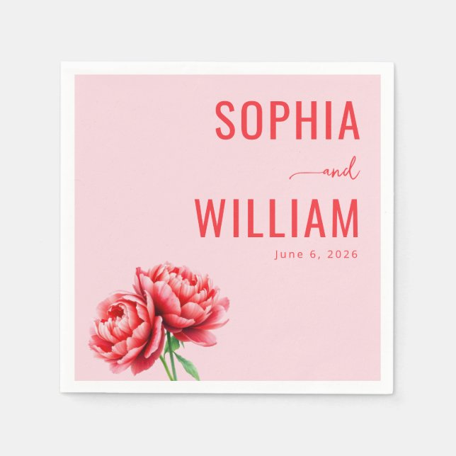 Romantische rosa Pfingstrose floral Serviette (Vorderseite)