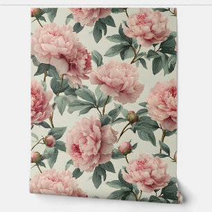 Romantische rosa Pfingstrosenblüte Tapete