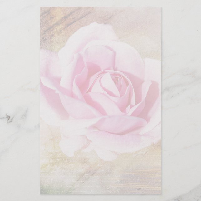 Romantische rosa Rose Briefpapier (Vorderseite)