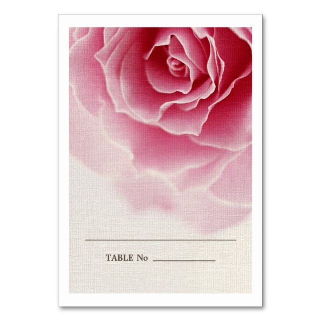 Romantische rosa Rose Burlap Texture Hochzeit Tischnummer (Vorderseite)