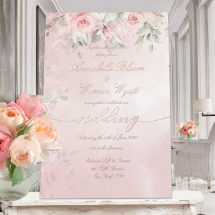 Romantische Rosa Rose Garten Rose Gold Folieneinladung