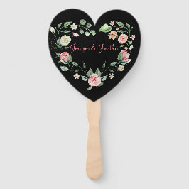 Romantische Rosa Rose Herzenslust |Schwarz Fächer