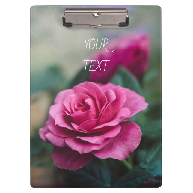 Romantische Rosa Rose Klemmbrett (Vorderseite)
