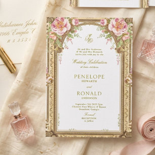 Romantische rosa Roségold-Hochzeit Einladung