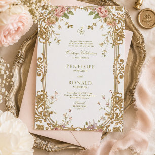 Romantische rosa Roségold-Hochzeit Einladung