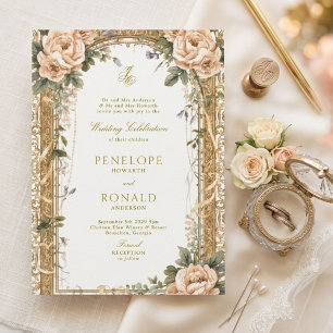 Romantische rosa Roségold-Hochzeit Einladung
