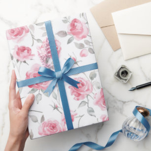 Romantische rosa Rosen Hochzeitsdusche Geschenkpapier