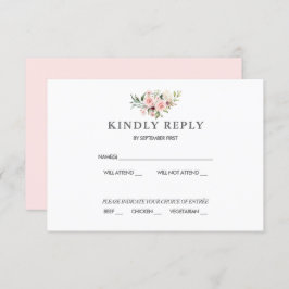 Romantische rosa Rosen Hochzeitsszenierung RSVP Re Einladung