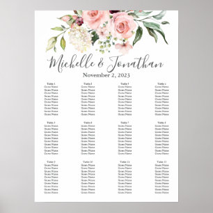 Romantische rosa Rosen Hochzeitstabelle Poster
