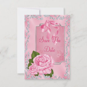 Romantische rosa Rosen & Schleifen 30. Save The Da Date