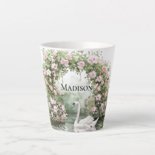 Romantische rosa Rosen Schwanensee Floral Milchtasse