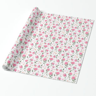 Romantische rosa Rosen-weibliche hübsche Geschenkpapier
