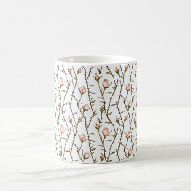 Romantische rosa Rosenblumen Kaffeetasse (Mittel)