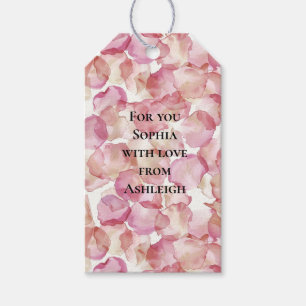 Romantische rosa Rosenblüten Blumen-Brautdusche Geschenkanhänger