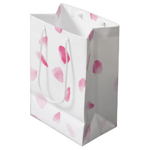 Romantische rosa Rosenblüten Blumen Hochzeitsdusch Mittlere Geschenktüte