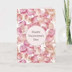 Romantische rosa Rosenblütenblätter Floral Valenti Karte