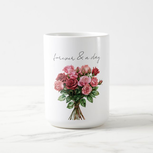 Romantische Rosa Rosenblütenhochzeit Kaffeetasse (Mittel)
