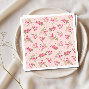 Romantische rosa Rosenblütenpüree in Neapel Serviette