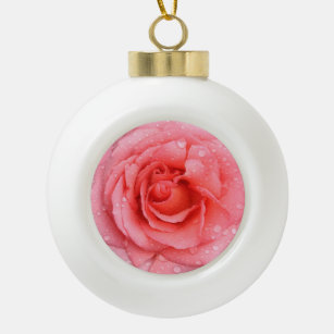 Romantische Rosa Rosentropfen Keramik Kugel-Ornament