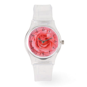 Romantische rosa Rosenwasser-Tropfen Armbanduhr