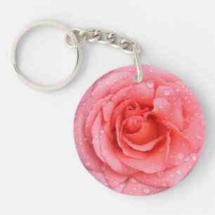 Romantische rosa Rosenwasser-Tropfen Schlüsselanhänger