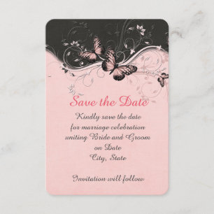 Romantische Rosa-Schmetterling-Wirbel Save the Dat Date