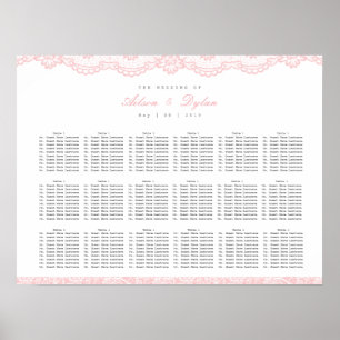 Romantische rosa Spitzen-Hochzeitstabelle Poster