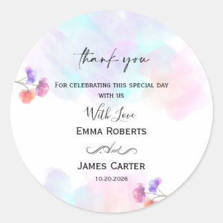 Romantische Rosa und Blau-Hochzeitsticker Runder Aufkleber