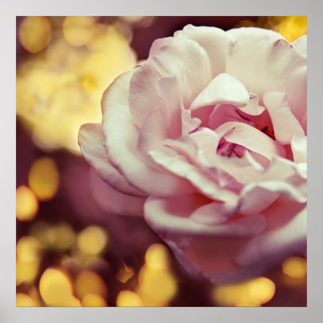 Romantische Rosa und goldgelbes Bokeh Poster (Vorne)