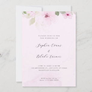 Romantische Rosa- und grüne Rosa-Hochzeit Einladung