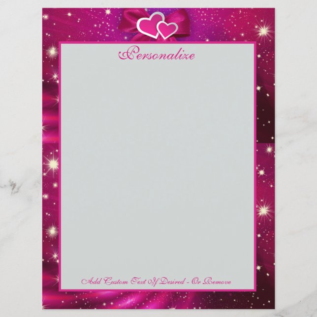 Romantische rosa und Lila Herzen, Bögen und Sterne (Vorderseite)