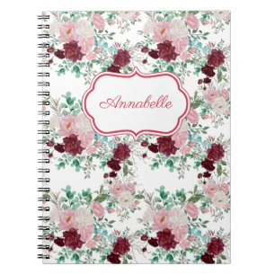 Romantische rosa und rote Rosen personalisiert Notizblock