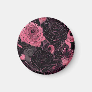 Romantische rosa und schwarz-gotische Rose Magnet