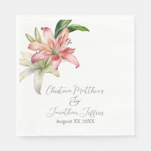 Romantische Rosa und Weiße Lilien Serviette